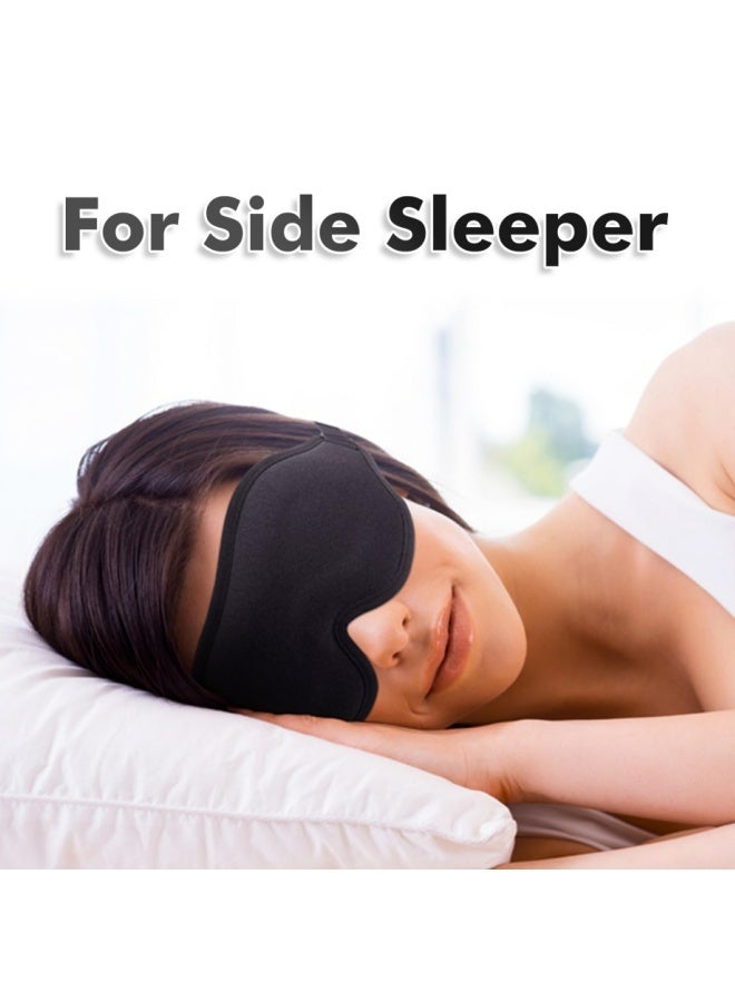 Upgraded 3D Contoured Cup Sleep Mask For Side Sleeper Men Women Block Out Light Eye mask with Adjustable Strap Breathable Soft For Sleeping Yoga Traveling Black - Image 3
