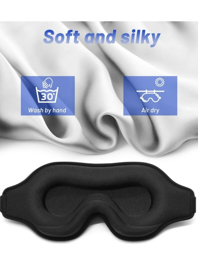 Upgraded 3D Contoured Cup Sleep Mask For Side Sleeper Men Women Block Out Light Eye mask with Adjustable Strap Breathable Soft For Sleeping Yoga Traveling Black - Image 5