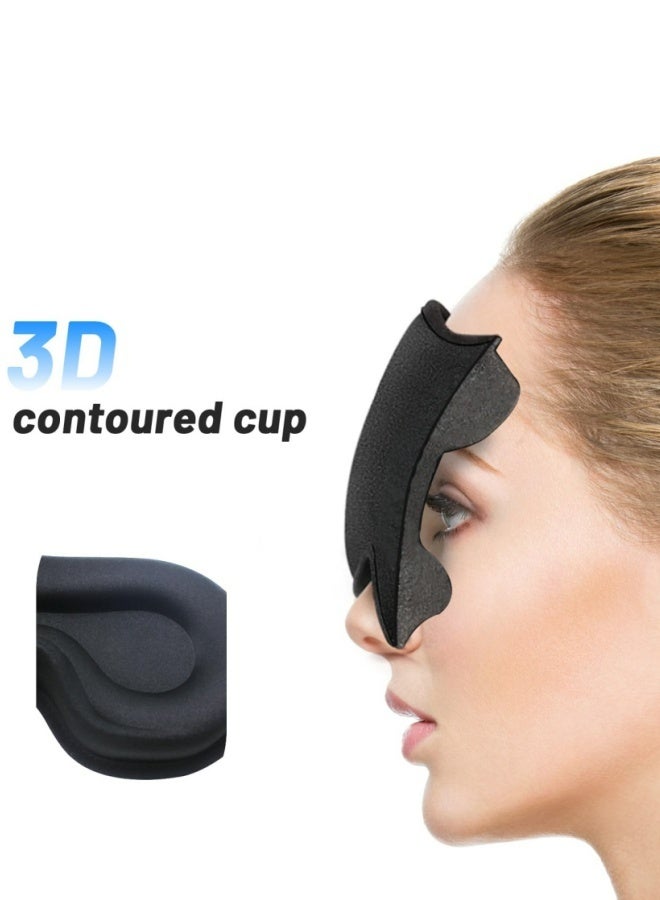 Upgraded 3D Contoured Cup Sleep Mask For Side Sleeper Men Women Block Out Light Eye mask with Adjustable Strap Breathable Soft For Sleeping Yoga Traveling Black - Image 2