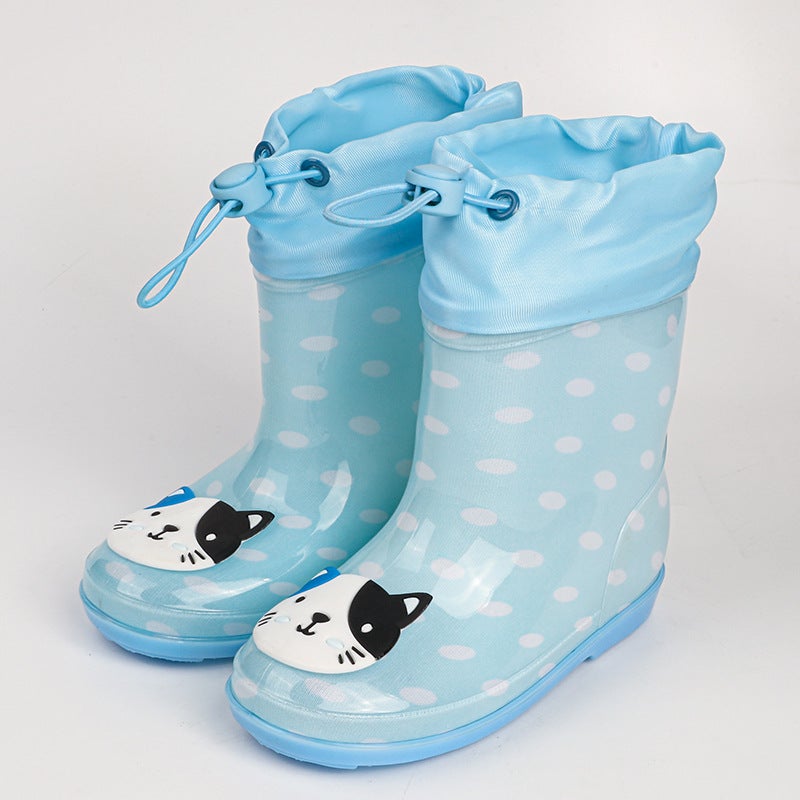 Export Creative Flower Cloth Cartoon Children Rain Shoes Boots Water Sleeve Rubber Shoes Non-Slip Soft Bottom Light A Generation Of Hair - Image 1