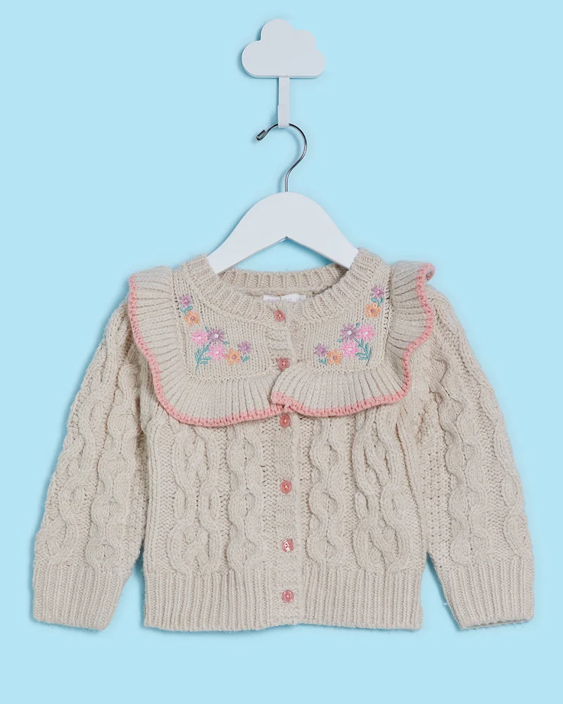 Redtag Infant Girls Lilac Floral Embroidered Pullover