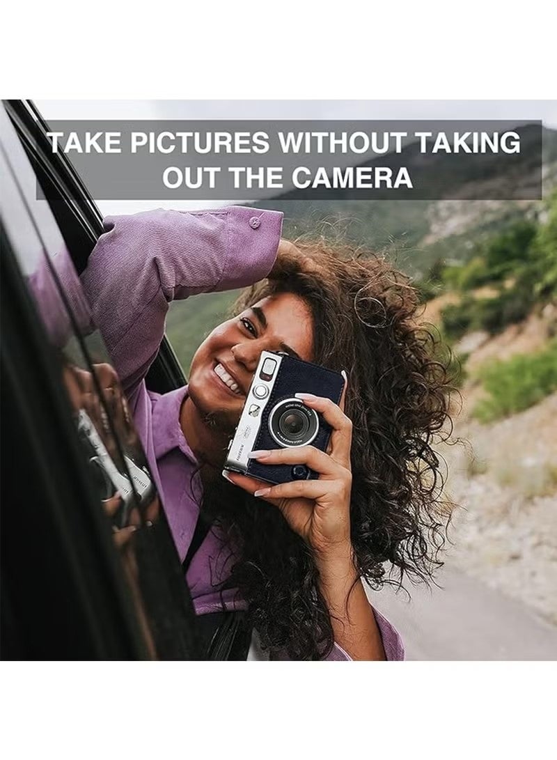 Case for Fuji Mini EVO ,Camera Compatible Camera with Adjustable Shoulder Strap in Black Lychee Texture Horizontal Style - Image 2