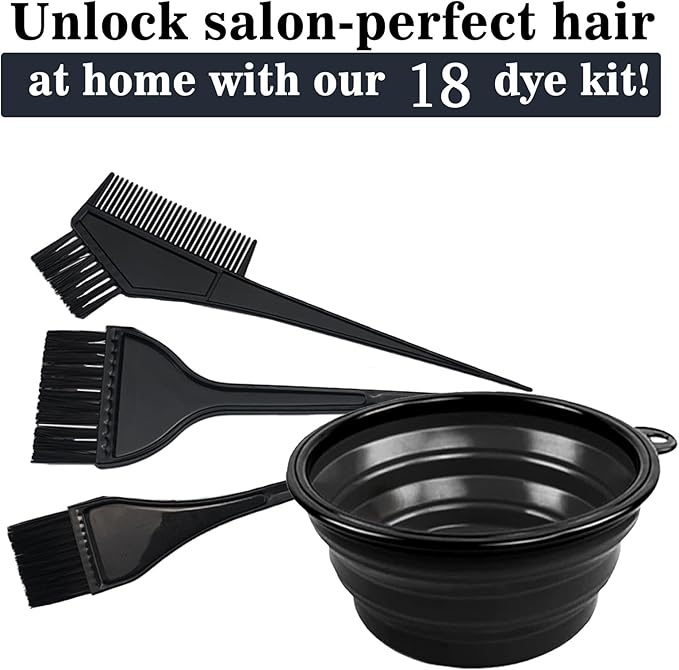 NEPAK 24 Pcs Hair Dye Coloring Kit Hair Tinting Bowl Dye Brush Ear Cover Gloves for Hair Tint Dying Coloring Applicator - Image 3