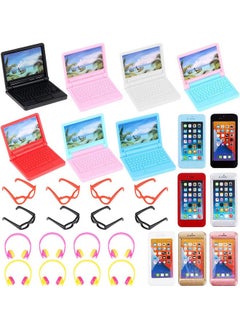 TBoxBo 30 Pcs Doll Dollhouse Accessories 1/12 Scale Dollhouse Phone Laptop Computer Headset Glasses Miniature Simulator Accessories Mini Scene Simulation Miniatures Playset  - Image 1