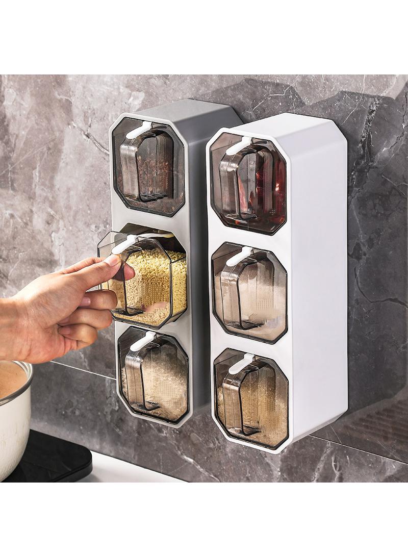 Bluejw Seasoning Boxes, Clear Seasoning Storage Containers Rack Combination Set Up Wall Mounted Seasoning Jars Spice Jars Without Punched Kitchen Spice POTS Kitchen Counters and Food Storage - Image 1