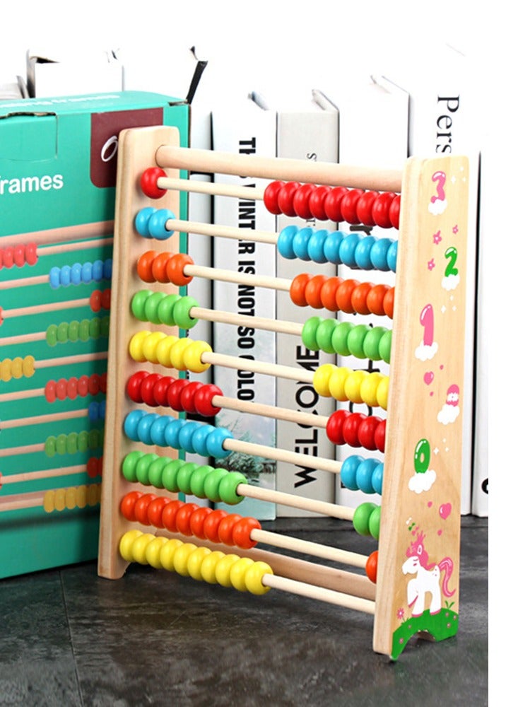 Children Preschool Math Learning Toy 10-Row Wooden Frame Abacus with Multi-Color Beads Kids Educational Math Games For 3＋Y Boys And Girls  - Image 1