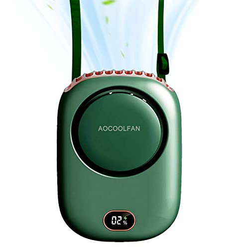AOCOOLFAN Portable Neck Fan Mini Small Personal Handheld Fan USB Rechargeable 3 Speed for Girls Boys Woman Eyelash Travel Home Office Outdoor Green
