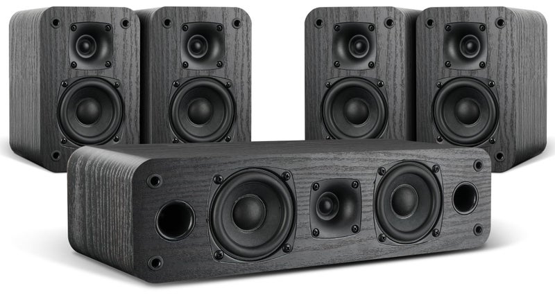 Saiyin 5.0 Home Theater System, 100w HiFi Surround Sound Speakers with Stereo Surround Sound and Classic Rretro Wood Grain for TV/PC, Passive, Amplifier or Receiver Required, Cable Not Included - Image 1