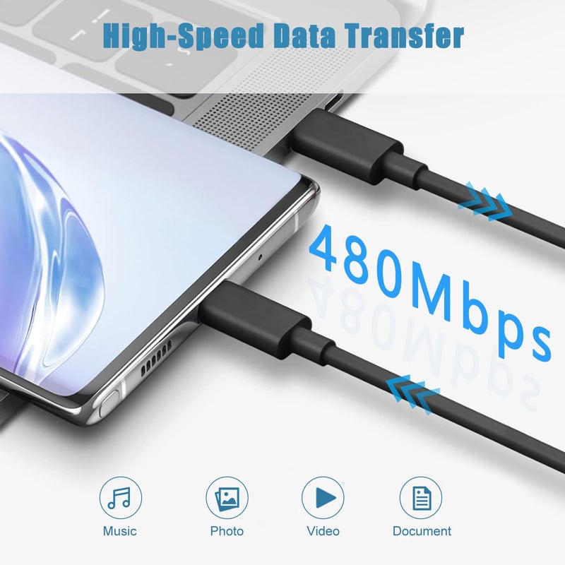 Goffeu شاحن سريع 20 واط من نوع C لهاتف موتورولا G Power 2025/2024/2023، G Stylus 5G 2024/2023، G Play 2023/2021، Moto Turbo One 5G UW Ace، Edge/Razr، G200 G100 G41 G71 G30 G10 G51 شاحن حائط USB C إلى USB C بطول 5 أقدام - Image 4