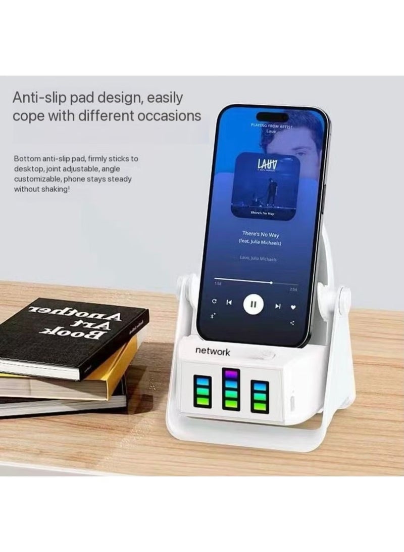 Multifunctional 4-in-1 Wireless Induction Bluetooth Speaker with 360° Adjustable Phone Stand and Dynamic RGB Rhythm Desktop Ambient Light - Image 2