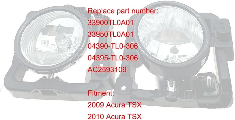 Merlibugo LED Fog Driving Light Lamp for 2009-2010 Acura TSX - Clear Lens with Bulbs - Image 2