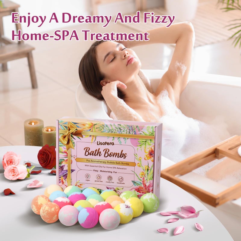 Lisotera Bath Bombs for Women, 20 Bath Bombs Gift Set with Shea Butter Moisturizing & Essential Oils, Easter Basket Stuffers Easter Gifts for Women, Girlfriend, Wife, Birthday, Mothers Day Presents for Mom - Image 5