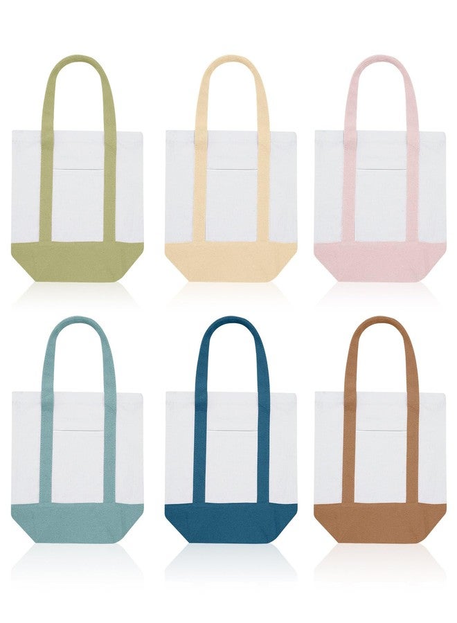 Eccliy Mini Canvas Tote Bags Sublimation Small Tote Shopping Bag with Pocket Handle Blank Heavy Duty Reusable Canvas Pack, Morandi Color, 13" X 11" X 6" - Image 1