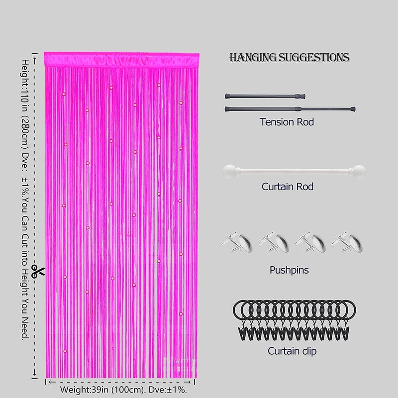 HSYLYM Beaded Doorway Curtain Door Beads Dense String Curtains Fringe Hippie Perfect for Wall Hanging Decor Room Divider Privacy Doors Window Closet Doorways Decorations (100x280cm Rose) - Image 5