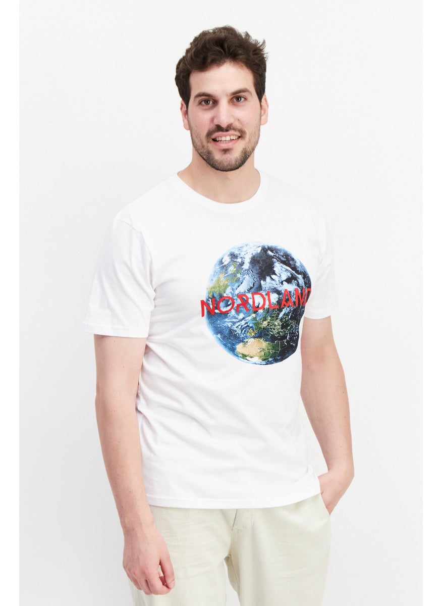 Nordland Men Crew Neck Short Sleeve Graphic Printed T-Shirt, White  - Image 1