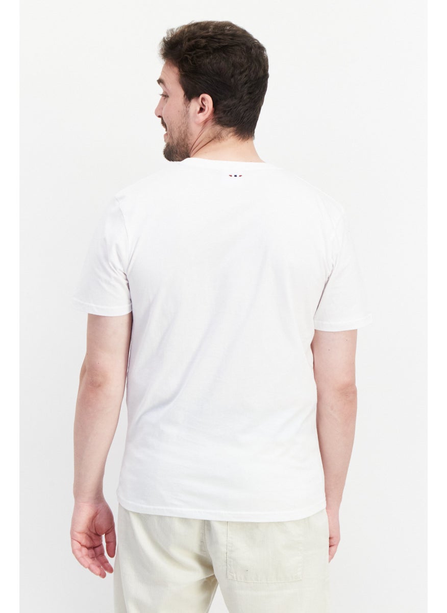 Nordland Men Crew Neck Short Sleeve Graphic Printed T-Shirt, White  - Image 3