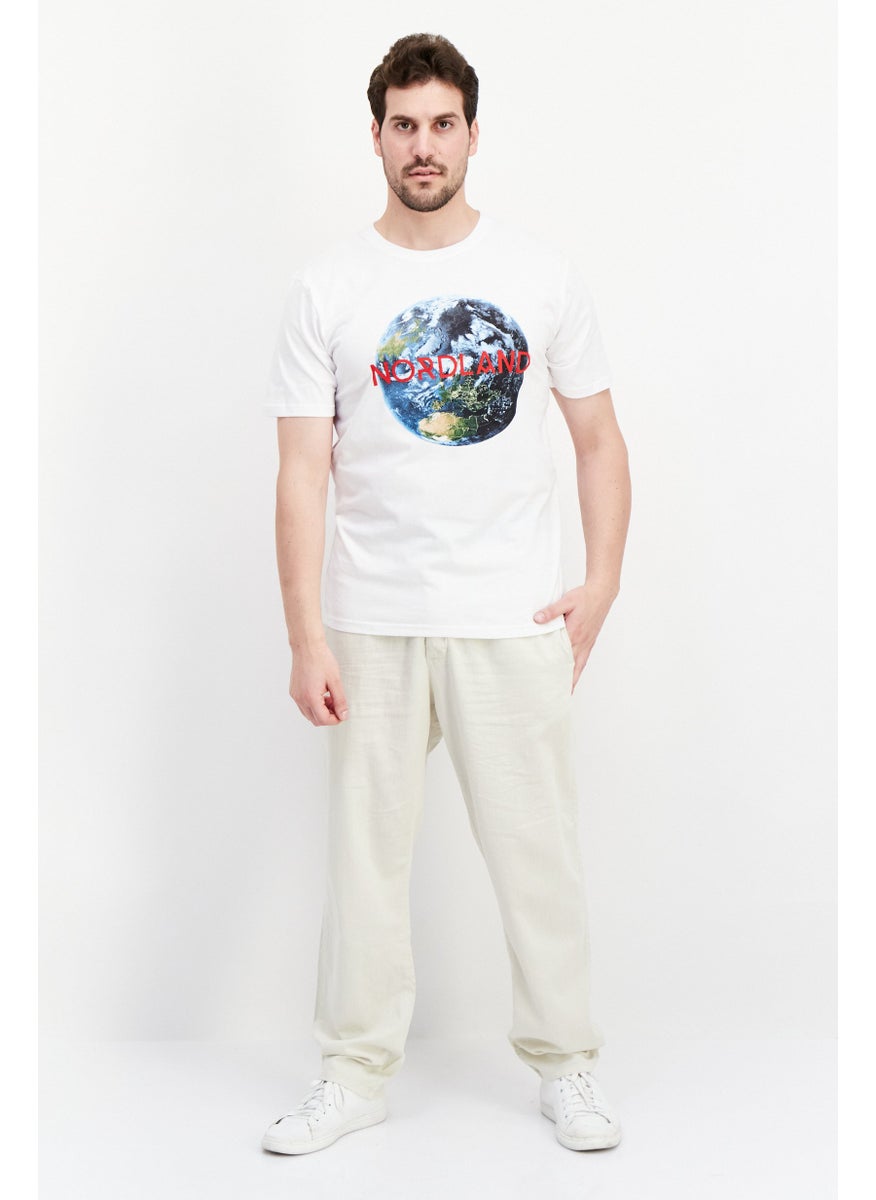 Nordland Men Crew Neck Short Sleeve Graphic Printed T-Shirt, White  - Image 4