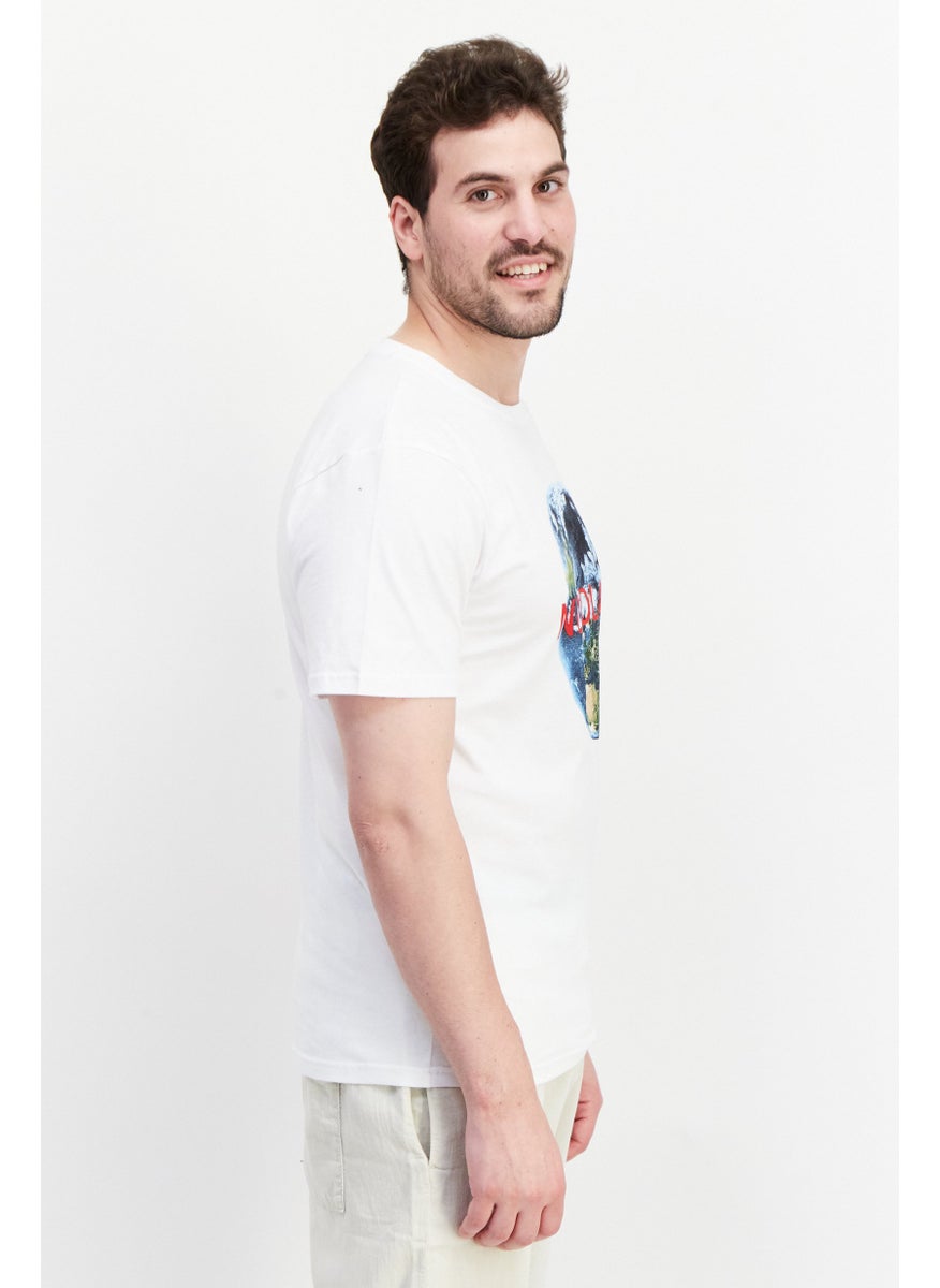 Nordland Men Crew Neck Short Sleeve Graphic Printed T-Shirt, White  - Image 2