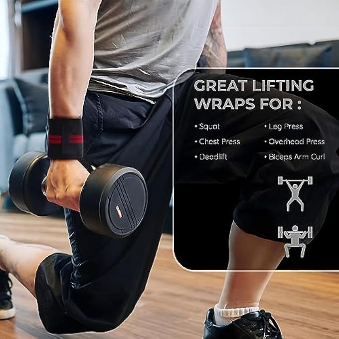 LAVVON Wrist Wraps Support Weightlifting - 18" Professional Weight Lifting Straps For Bench Overhead Press, Dips And Curls - Wristbands For Olympic Lifting Gym Workout,Strength Training Powerlifting - Image 3