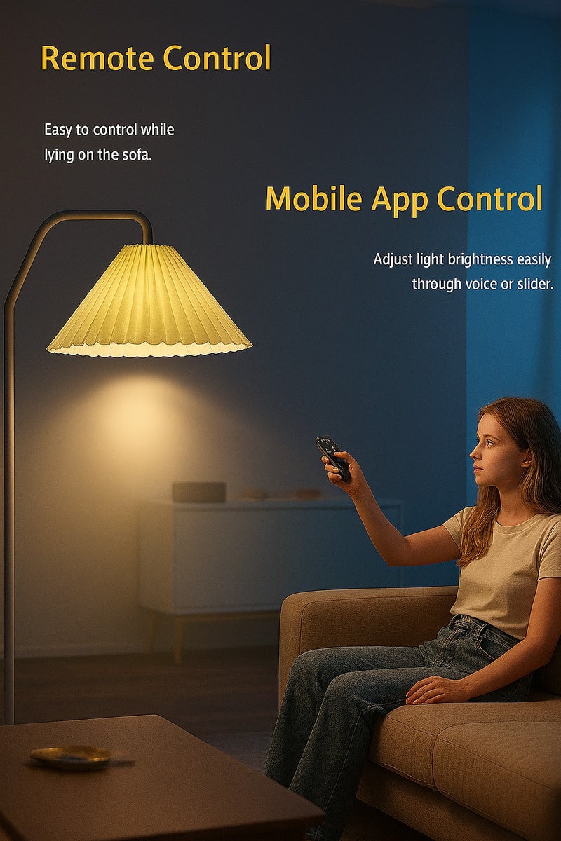 Fullight Modern Arc LED Floor Lamp, White, Tricolor Dimmable, App & Remote Control, 3-Level Dimming, 12W LED, E27, 156×30 cm, for Living Room, Bedroom, Office - Image 3