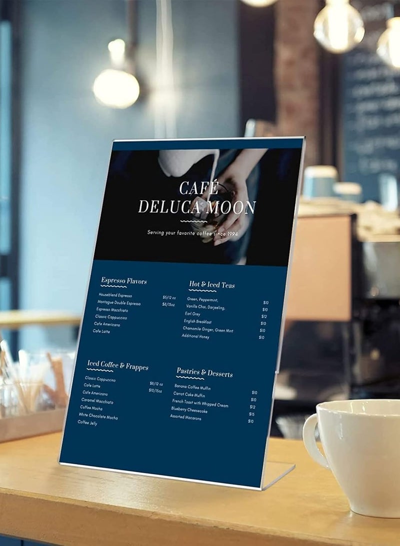 TPGP A4 Acrylic Sign Holder, 5 Pack L-Shape Perspex A4 Menu Display Stand for Poster, Office Store Restaurant - Image 3