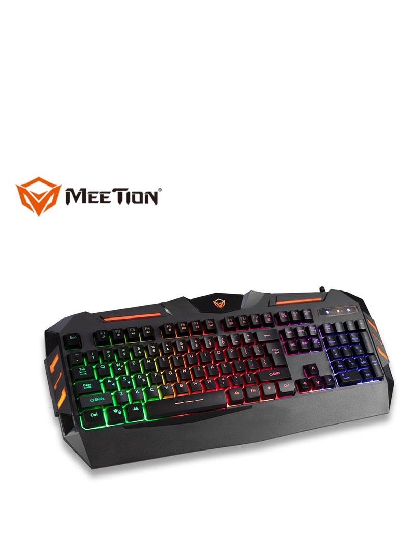 Meetion 4 in 1 C-500 PC Backlight Gold Plating USB Ergonomic Gaming Mouse Rainbow Keyboard and Mouse Pad Combo Comfortable and Soft Keys - Image 3