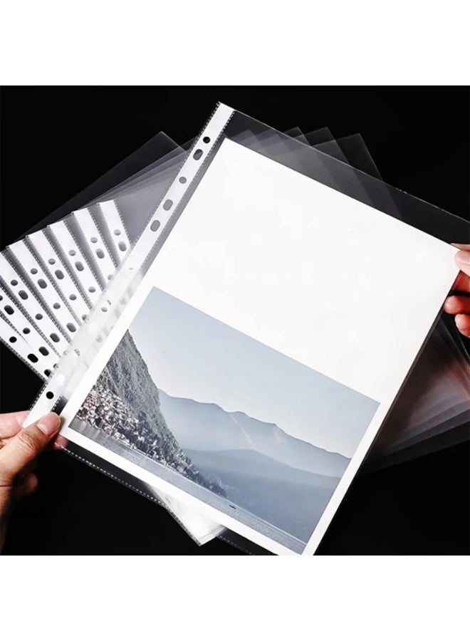 100 قطعة حقيبة ملفات A4، واقيات صفحات بلاستيكية سميكة بـ 11 فتحة لحماية الصفحات - Image 5