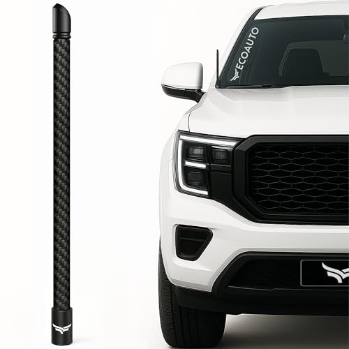 EcoAuto 12" Universal Short Stubby Truck Antenna — Truck Accessories for Ford, Dodge, GMC, Chevy, Jeep (2007+) - Anti Theft with Enhanced Reception — Ditch The Whip for a Sleek Antenna (Carbon Fiber) - Image 1