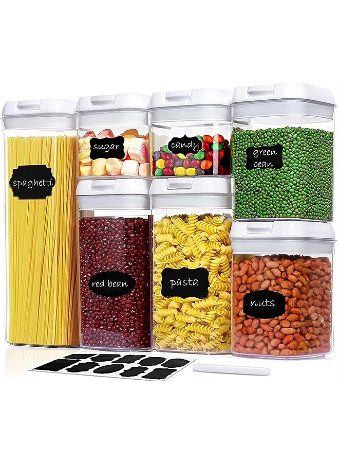 IAF Food Storage Containers Set,U-HOOME 7PCS/set Kitchen Pantry Organization and Storage Container, BPA Free Plastic Cereal Containers for Dry Food Storage- Include Labels & Marker - Image 1
