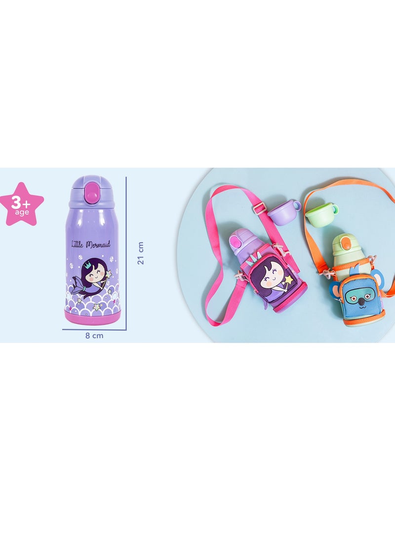Milk & Moo - Milk&Moo Steel Kids Water Bottle with Bag 550ML Jungle Friends - Image 1
