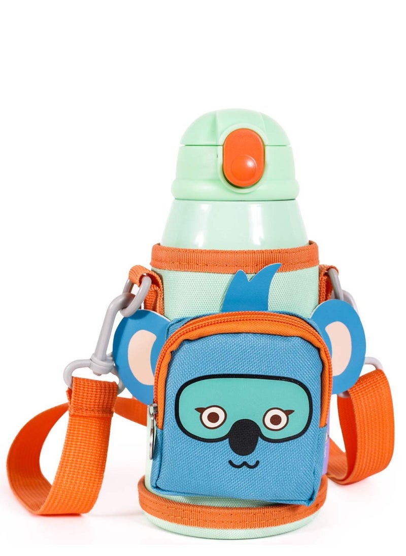 Milk & Moo - Milk&Moo Steel Kids Water Bottle with Bag 550ML Jungle Friends - Image 1