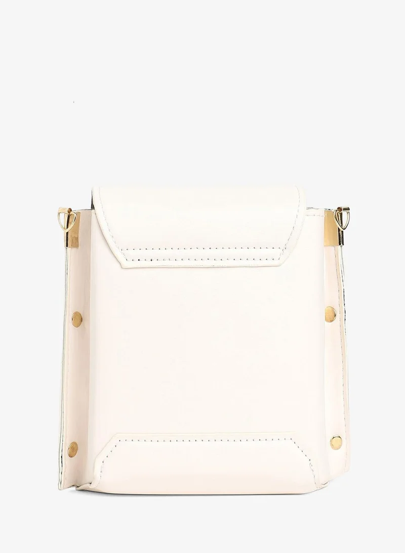 Haute Sauce  Women's White Printed Vegan Leather Sling Bag for Women | Best Price UAE