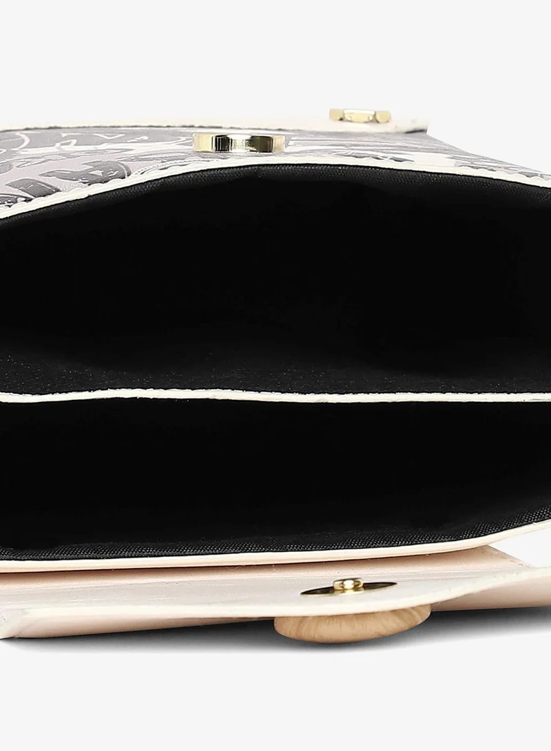 Haute Sauce  Women's White Printed Vegan Leather Sling Bag for Women | Best Price UAE