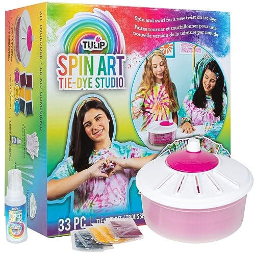 Tulip OneStep TieDye Spin Art Kit Fashion DIY with Fabric Dye Fun Activity for All Vibrant Classic Colors Kids Age 8