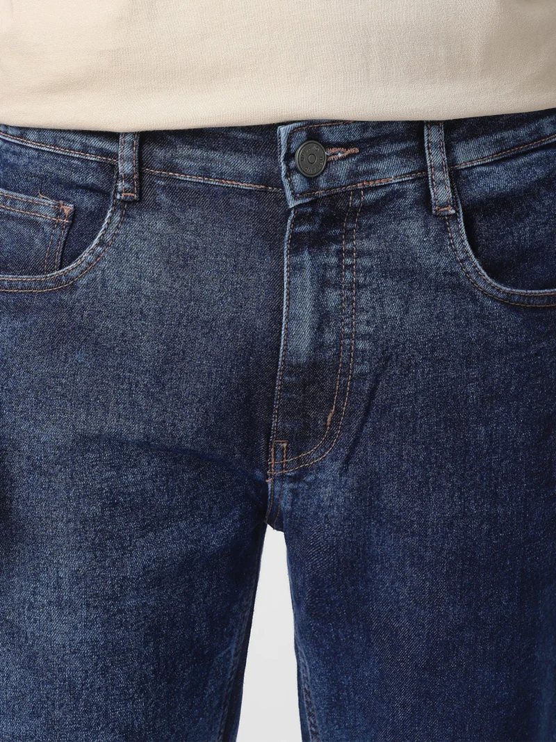 Urbano Fashion  Urbano Fashion Men's Dark Blue Regular Fit Washed Jeans Stretchable for Men | Best Price UAE