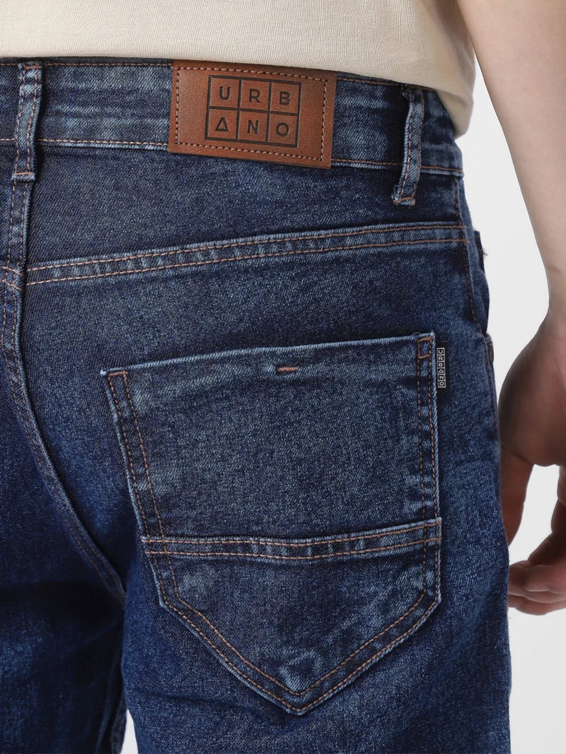Urbano Fashion  Urbano Fashion Men's Dark Blue Regular Fit Washed Jeans Stretchable for Men | Best Price UAE