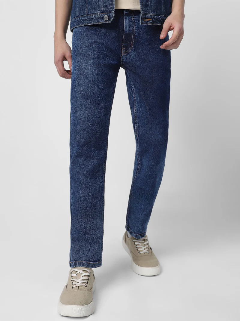 Urbano Fashion Men's Dark Blue Regular Fit Washed Jeans Stretchable