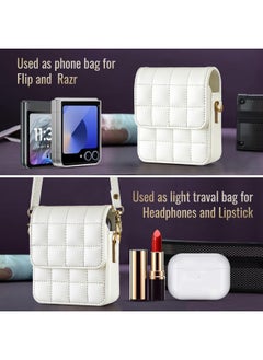 For Samsung ZFLIP 6 Phone Case For Huawei Nova Flip OPPO Moto Folding Machine Messenger Bag-Color:White-Applicable Models:Samsung Zflip 3/4/5/6