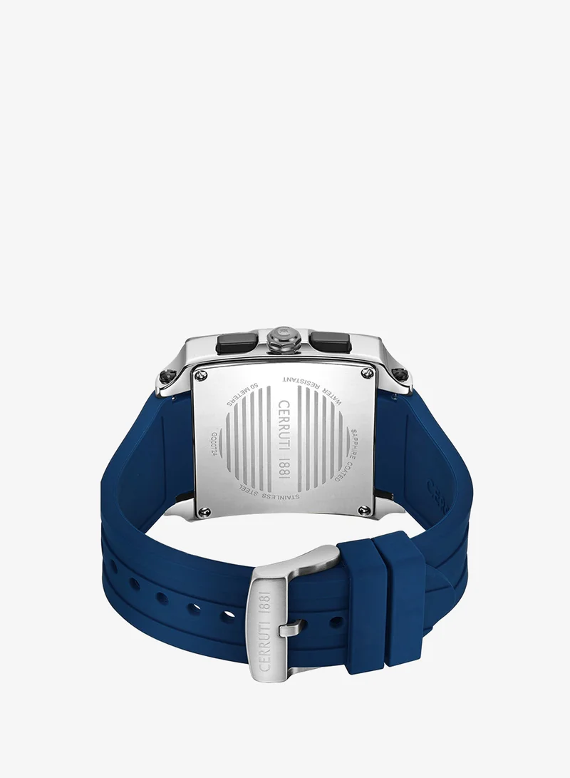 CERRUTI 1881 Blue Men's Odissea Chronograph Watch for Men - Square Case, Blue Smoke Dial with Date Disc, Blue Silicone Strap for Men | Best Price UAE