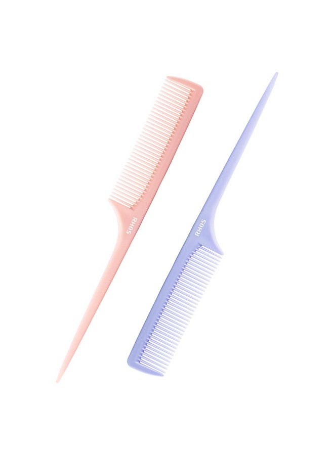 RHOS Rat Tail Combs For Partingfine Tooth Teasing Comb With Pickparting Combs For Braiding Hairhair Combs For Teasing2 Pack Hair Styling Combs Set For Womenmen(Pink&Purple) - Image 1