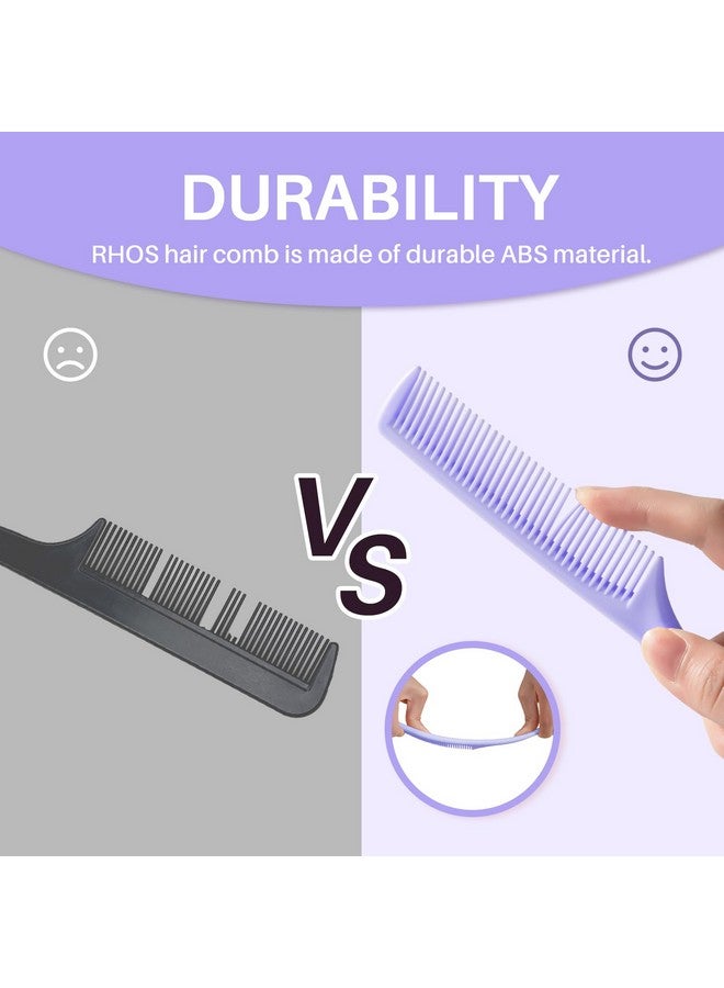 RHOS Rat Tail Combs For Partingfine Tooth Teasing Comb With Pickparting Combs For Braiding Hairhair Combs For Teasing2 Pack Hair Styling Combs Set For Womenmen(Pink&Purple) - Image 2