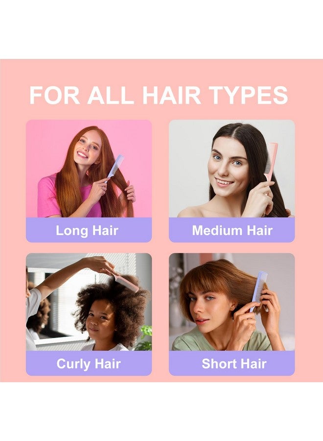 RHOS Rat Tail Combs For Partingfine Tooth Teasing Comb With Pickparting Combs For Braiding Hairhair Combs For Teasing2 Pack Hair Styling Combs Set For Womenmen(Pink&Purple) - Image 5