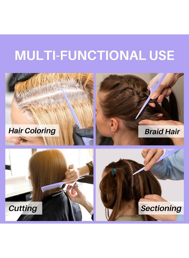 RHOS Rat Tail Combs For Partingfine Tooth Teasing Comb With Pickparting Combs For Braiding Hairhair Combs For Teasing2 Pack Hair Styling Combs Set For Womenmen(Pink&Purple) - Image 4