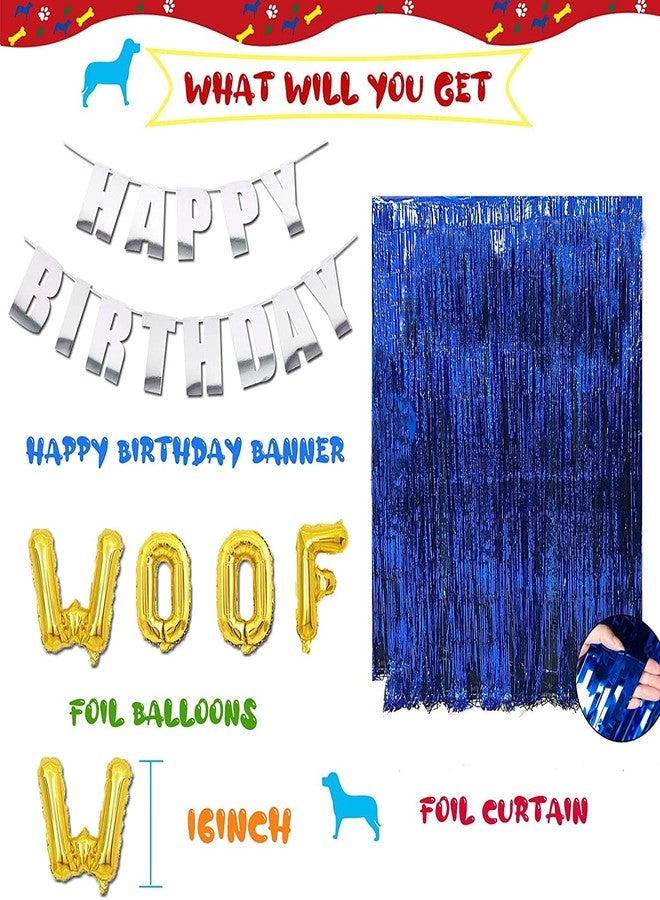 KUTKUT Dog Party Decorations - Bandana, Hat, Cake Topper, Banner, Curtain, Tablecloth, Balloons, Card - Image 2