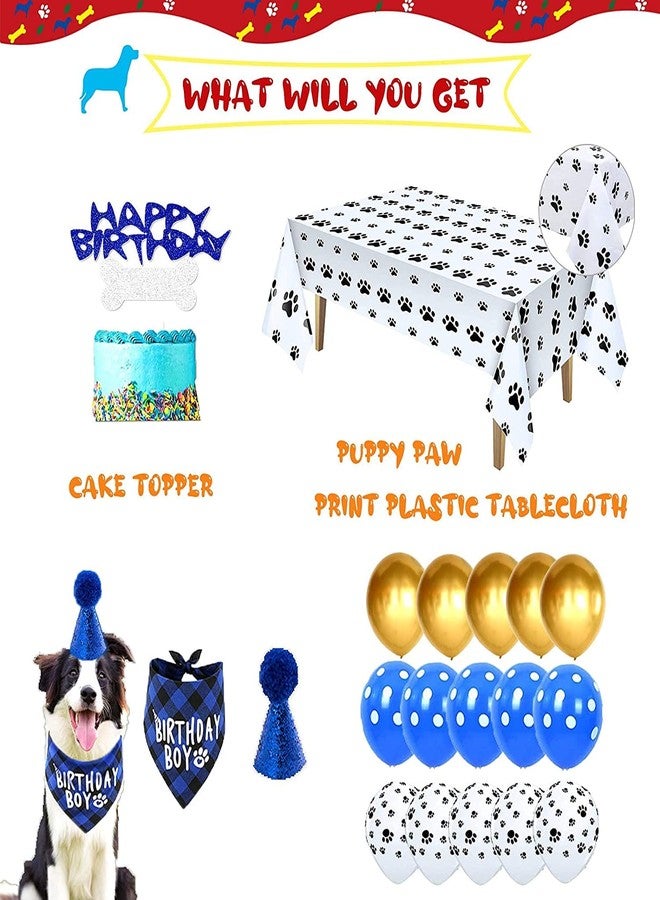 KUTKUT Dog Party Decorations - Bandana, Hat, Cake Topper, Banner, Curtain, Tablecloth, Balloons, Card - Image 3