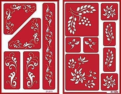 Over n Over Reusable SelfStick Etching Stencil for Glass or Stamping  Bundle of Two Sets  Fleur de Lis  Laurels