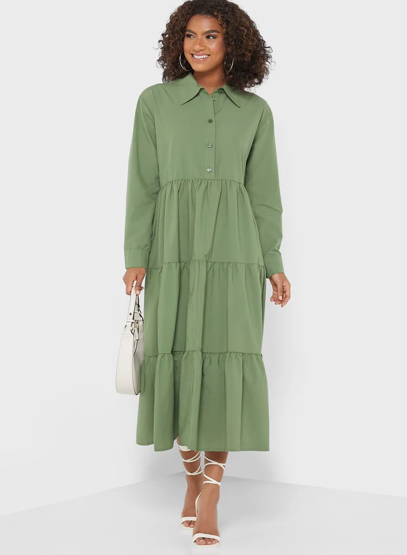 DEBENHAMS Button Detail Tiered Dress for Women | Best Price Kuwait