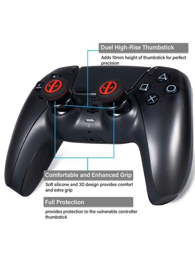Playrealm FPS Thumbstick Extender & Printing Rubber Silicone Grip Cover 2 Sets for PS5 Dualsenese & PS4 Controller (Immortal) - Image 2