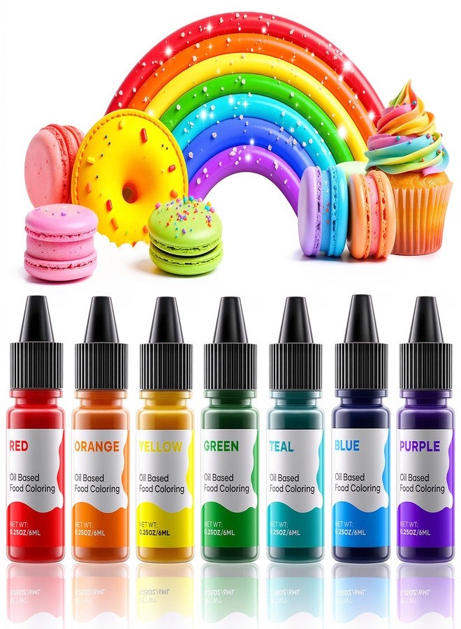 Cherrysea Oil Based Food Coloring for Chocolate Rainbow Oil Edible Food Dye Set for Halloween Baking Royal Icing Cookie Supplies Gluten Free 7x6ml Food Grade Food Color Kit, 0.25 Fl. Oz/Bottles - Image 1