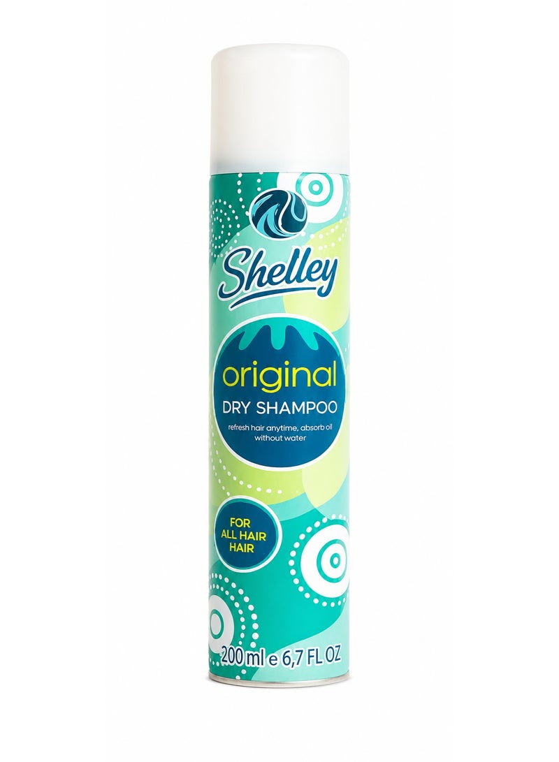 Shelley Original Dry Shampoo, Oil Absorbing Hair Refresh Spray, 200ml, for All Hair Types - Image 1